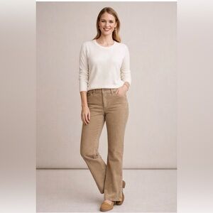 St Johns Bay Secretly Slender Bootcut Pants Womens 10 Khaki Corduroy Stretch